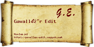 Gavallér Edit névjegykártya